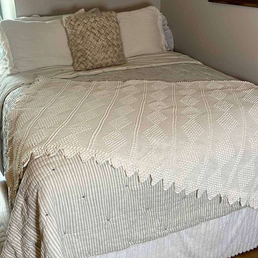 Vintage Crocheted Bed Coverlet or Heavy Table Cover